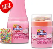 GUE Premade Slime, Strawberry Donut Fluffy Slime, Scented, Includes Rainbow Spri