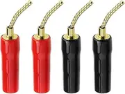 ECSiNG 4PCS 2MM Banana Plug Connector 49x7.5mm Silicone Sleeve Braided Banana Plug for Speaker Wire AV Receivers Amplifiers Surround Sound, Red Black