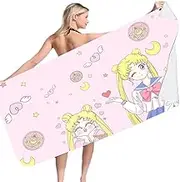 FISAPBXC Sailor Moon Kids Beach Towel, Beach Towels for Kids, Swim Bath Towels, Girls Beach Towel, Super Soft Bath Towel, Anime Travel Camping Shower Swimming Pool Towel, Teen Adult Daily Use