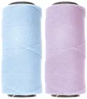 2 Knot It Waxed Polyester Cord 1mm Diameter 144M Spools (Baby Blue, Lilac)