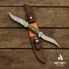 HALADIE KNIFE DAMASCUS STEEL FULL TANG-HUNTING-SURVIVAL-BOWIE DOUBLE BLADE KNIFE