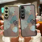 For Samsung S25 Ultra S24 FE S23 S22 A36 A15 A52 Flower Acrylic Matte Case Cover