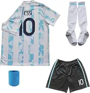 [ORGBRAIN] 2021 Argentina Home Copa-American #10Kids Soccer Jersey & Shorts Set Youth Sizes