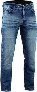 [Bikers Gear Australia] Unisex Kj0018-34s Kevlar Lined Classic Stone Wash Denim Motorcycle Jeans CE Protection, Stone Wash Denim, 34S L 40 W 17 UK