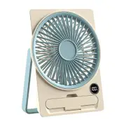 Portable Desk Fan USB Rechargeable Fan 180 Degree Wide Angle Folding Fans With Power Display 6 Speeds Quiet Table Fans Color Blue