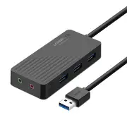 CR133 USB 3.0 to 3-Port USB 3.0 Hub with External 3.5mm SPK MIC Audio Adapter