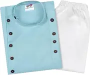 [superminis] Boys Cotton Side Button Open Kurta with Elastic Pyjama Set - Mandrin Collar, Multi Slit, Asymmetric Hem, Full Sleeves, Side Button Embellish