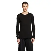 [ANN DEMEULEMEESTER] Greg Long Sleeve T-Shirt in Cotton Rib Jersey Black