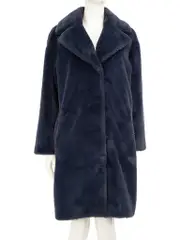 Navy Faux Fur Long Coat