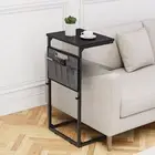 C Shaped End Table, 33'' Tall Side Table for Couch, Adjustable Height Small