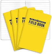 Elan Publishing Company Indestructible Field Notebook/Pocket Journal - 3.5"x5.5" - Yellow Cover - Lined Memo Book - Pack of 4