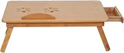 Bamboo Laptop Desk Adjustable Lap Notebook Table Stand Tray with Drawer for Home Bed Sofa