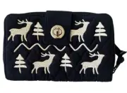 Vera Bradley RFID Turnlock Wallet Merry Mischief Snow Day W/ Embroidered design