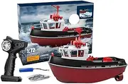 RC Boat,1/72 RC RC Tugboat for Pools and Lakes,Electric Speed Boat Remote Control Durable Tugboat Ship,High-Speed Remote Control Boat Ship,with Low Battery Reminder for Kids Adults Toy Gift