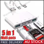 5in3 SD Memory Card Reader for iPhone iPad with USB A Charging Port OTG Adapter