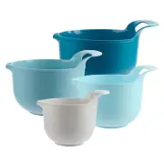 Mainstays 4 Piece Nesting Plastic Mixing Bowl Set with Pour Spouts and Handles,