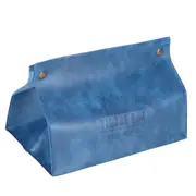 PU Leather Originality Tissue Box Desktop Tissue Organizer for Bedroom Living RoomBlue