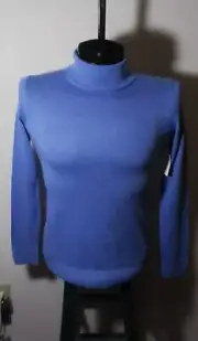 Men's AMAZON Essentials Blue Modal Long Sleeve Turtleneck Top Size S NWT