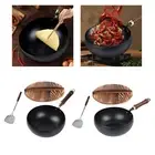 Nonstick Wok Induction Cooker Wood Handle Cookware for Hotel Camping Kitchen