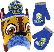 [Nickelodeon] boys Winter Hat and Mittens Set, Paw Patrol Chase Marshall Toddler Beanie for Ages 2-4