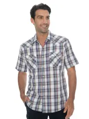 Outdoor Check Shirt Purple - Short Sleeve