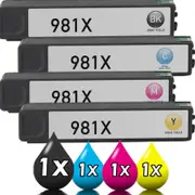 4 Pack HP 981X Compatible Ink Cartridges L0R12A-L0R11A [1BK, 1C, 1M, 1Y]