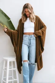 Cupshe Tan Open Front Dolman Sleeve Duster Cardigan - Tan,M