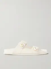 [Jimmy Choo] Jimmy Choo - Fayence Faux Pearl-embellished Leather Slides - White - IT36 IT 36 White