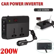 200W Car Power Inverter DCto AC USB Charger Socket Output Cigarette Lighter Plug