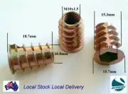 Qty 1 M10 19mm Wood Timber Threaded Flange Insert Zinc Alloy Inserts Allen Nut