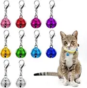 Xthrotsenk 10 Pcs Cat Collar Bells, Colourful Bells with Clasps, Jingle Bells for Cat Collar, Pet Collar Bell Accessories, 1.4cm Bells for DIY Crafts Decoration, Dog Collar Bell Charms