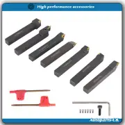 7PC Carbide Indexable Turning Tool Lathe Tool Bit Set Thread Insert+Holder 1/2"