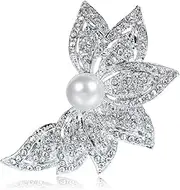 [KDXXFC] Brooch Pearl Brooch Diamond Studded Corsage Alloy Silver Plated Costume Accessories
