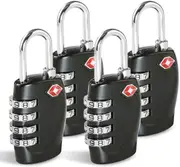 Luggage Locks , 4 Digit Combination Padlock Codes with Alloy Body for Travel Bag Suit Case Lockers Gym Bike Locks