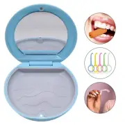2X Dental Retainer Box Mirror Portable Teeth Braces Storage Case Container Blue
