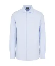 patterned-jacquard cotton shirt XXXL sky-blue