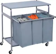 Laundry Hamper With Trolley,3 Washing Basket Bag Sort + Ironing Board