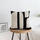 Black White Boho Chunky Tufted Pillow Cover, Neutral Decorative Square Throw ...
