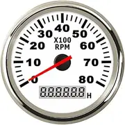 APTPKGDFDK 85mm Boat Tacho Sensor Marine Tacho Meter with LCD Hourmeter 3000 4000 6000 8000 RPM Marine Tachometer 12V/24V Red Backlight Temperature Meter(WS 0-8KRPM)
