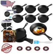 6.3-Inch Non-Stick Cast Iron Frying Pans - 10 Set with Essential Kitchen Brush