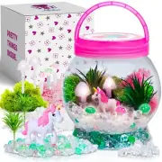 Unicorn Terrarium Kit LED Night Light for Kids Girls Craft Gift Micro Landscape