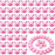 Lenwen 300 Pcs Mini Rubber Pig Bath Toys Bulk Pink Rubber Screaming Sound Pig...