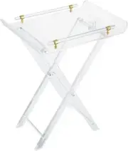 LIKENOW Furniture Acrylic Folding Tray Tables for Living 1-Tier-B, Clear