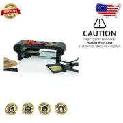Mini Electric Raclette Set for Two - Includes Grilling Plate & Enamel Pans
