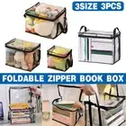 3pcs Book Organizer Storage Box Transparent Large Capacity Textbook Bag School