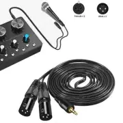 New 5 ft stereo 1/8" 3.5mm plug to 2 XLR 3pin male y splitter patch cable Cord