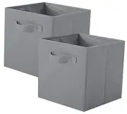 Storage Bins, Foldable Fabric Storage Cubes And Cloth Storage Organizer 2 Gray