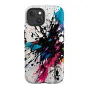 For iPhone 15 Tough Case Compatible with MagSafe Dark Splatter