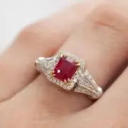 Women's 3 Ct Emerald Cut Simulated Ruby Engagement Ring 14K Two-Tone Gold Plated