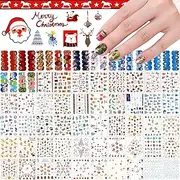 TOROKOM 60 Sheets Christmas Nail Stickers Water Transfer Nail Decals 3D Nail Art Decorations for Acrylic Nails Laser Manicure Tips DIY